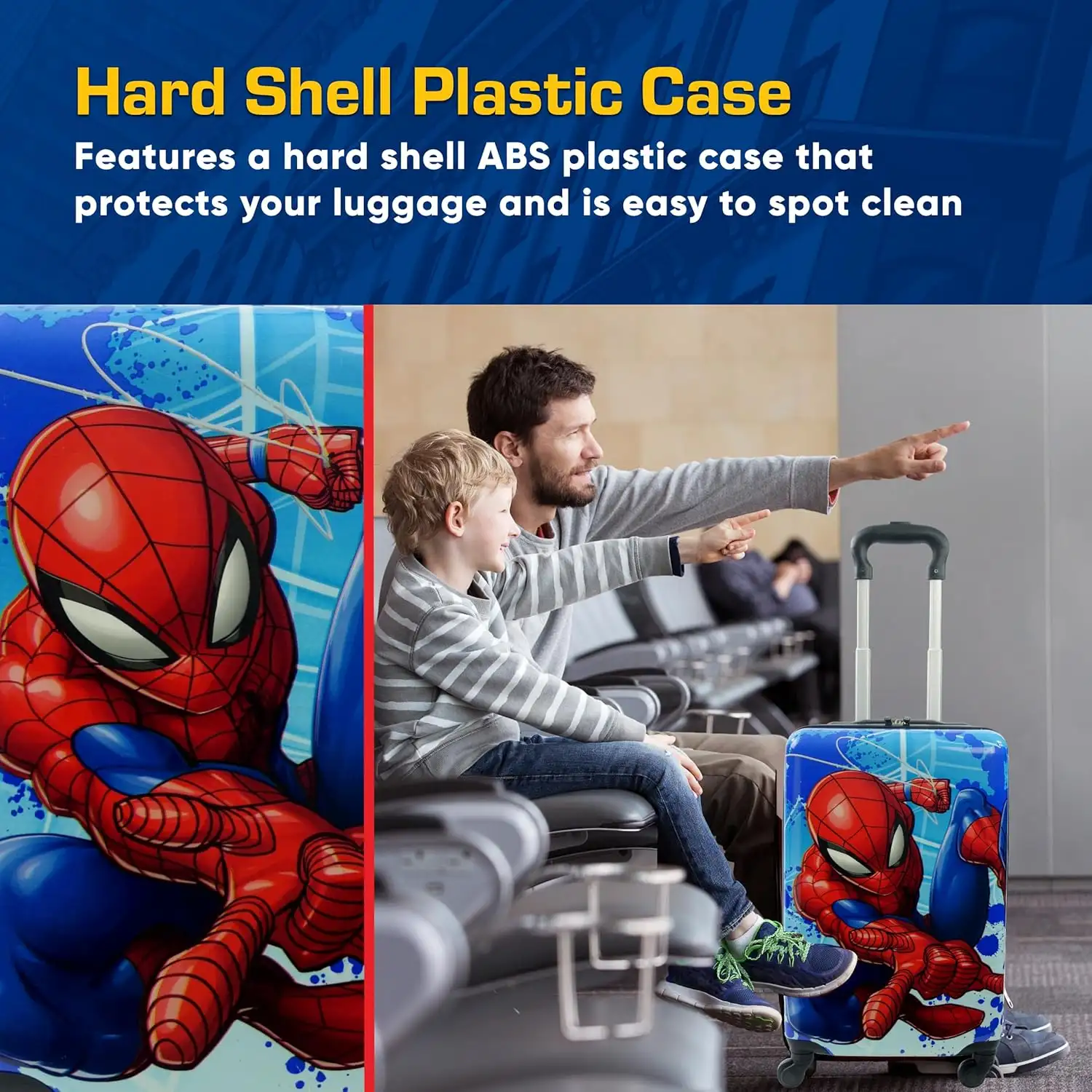 FUL Marvel Spider-Man 21 Inch Kids Carry On Luggage, Hardshell Rolling Suitcase with Spinner Wheels, Multi - 91MBMs4GLL._AC_SL1500_